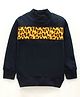 Earth Conscious Full Sleeves Animal Printed Fleece Sweatshirt - Navy Blue