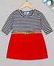 The Sandbox Clothing Co Full Sleeves Rugby Striped Fit & Flare Dress - Red