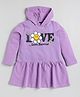 Little Marine Full Sleeves Love Print Sweatshirt Dress - Purple