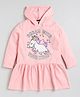 Little Marine Full Sleeves Unicorn Print Sweatshirt Dress - Peach