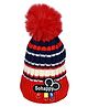 Miss Diva Stripe & So Happy Text Applique Detailed Bobble Cap -  Red