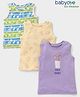 Babyoye 100% Cotton with Eco Jiva Finish Sleeveless Text & Fruit Printed T-Shirts Pack of 3 - Purple & Peach
