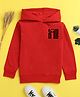 NUSYL Cotton Fleece Unisex Full Sleeves Smile Print Hooded Sweatshirt - Red
