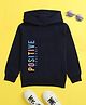 NUSYL Cotton Fleece Unisex Full Sleeves Positive Vibes Only Print Hooded Sweatshirt - Navy Blue