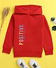NUSYL Cotton Fleece Unisex Full Sleeves Positive Vibes Only Print Hooded Sweatshirt - Red