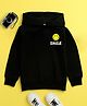 NUSYL Cotton Fleece Unisex Full Sleeves Smile Print Hooded Sweatshirt - Black