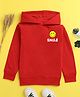 NUSYL Cotton Fleece Unisex Full Sleeves Smile Print Hooded Sweatshirt - Red