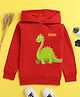NUSYL Unisex Full Sleeves Dinosaur Printed Fleece Hoodie Sweatshirt - Red