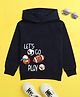 NUSYL Full Sleeves Lets Go Play Text With Football & Volleyball Printed Hooded Sweatshirt - Navy Blue