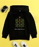 NUSYL Full Sleeves Think Outside The Box & XO Printed Hooded Sweatshirt - Black