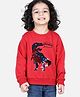 BownBee Full Sleeves Dinosaur Sequins Embellished Fleece Sweatshirt - Red