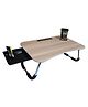 Foldable Space Saving Study Multipurpose Table with Tablet/Mobile Slot & Cup Holder With Drawer Storage - Cream