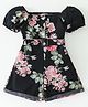 Kookie Kids Short Sleeves Jumpsuit with Belt Floral Print - Black