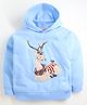 Cherry Crumble By Nitt Hyman Full Sleeves Deer Patched Fleece Hooded Sweatshirt- Blue