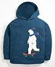 Cherry Crumble By Nitt Hyman Full Sleeves Fleece Polar Bear Patch Detail Hooded Sweatshirt - Blue