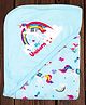 Mittenbooty Baby Hooded  Wrapper Single Ply  Unicorn Print-Aqua Blue