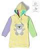 Mi Arcus 100% Cotton Melange Full Sleeves Koala Patch Detail Color Block Hooded Dress - Yellow