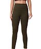 Morph Post Delivery Compression Solid Ankle Length Maternity Leggings - Green