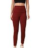 Morph Post Delivery Compression Solid Ankle Length Maternity Leggings - Maroon