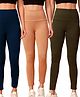 Morph Pack Of 3 Post Delivery Compression Solid Ankle Length Maternity Leggings - Navy Blue Beige & Green