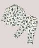 Kiwi 100% Cotton Full Sleeves Seamless Elephant & Leaf Motif Printed Coordinating Night Suit - White