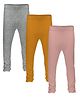 3PIN Pack Of 3 Full Length Solid Leggings - Melange Grey Mustard Yellow & Baby Pink