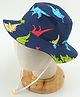 Babyhug Dino Print Bucket Hats Navy Blue - Diameter 16.5 cm