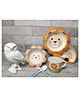 YAMAMA Lovely Lion Shape Bamboo Multi Piece Feeding Set Pack of 5   Color May Vary