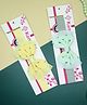 Kamule Bow Set Of 2 Flower Printed & Net Layered Bow Embellished Headband - Yellow & Green