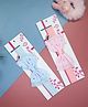 Kamule Bow Set Of 2 Flower Printed & Net Layered Bow Embellished Headband - Blue & Pink