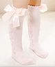 Flaunt Chic Swirl Design Detailed & Bow Embellished Socks - Pink