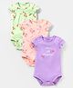 Babyoye Eco Conscious Cotton Eco Jiva Finish Half Sleeves Onesies Floral Print Pack of 3 - Purple & Green