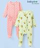 Babyoye Eco-Conscious Cotton Eco-Jiva Full Sleeves Bee Printed Sleep Suits Pack of 2 - Pink & Green