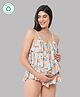 ECOMAMA Sleeveless Ruffle Floral Printed Quick Dry Swimsuit - Multicolour