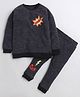 Polka Tots Full Sleeves Boom Print T Shirt With Joggers - Black
