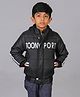 TOONYPORT Full Sleeves Brand Name Printed Quilted Hooded Winter Jacket - Black