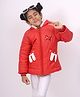 TOONYPORT Full Sleeves Sequin Butterfly Patch Detail Hooded Winter Jacket - Red