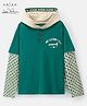 Arias Cotton Modal Stretch Full Sleeves Hooded T-Shirt With Houndstooth Print - Green