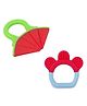 Infantso Non-Toxic Food-Grade Silicone Baby Teether, BPA-Free for Pain-Relief Easy Teething Watermelon& Ring Pack of 2 - Green Blue