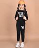 Lilpicks Couture Full Sleeves Never Mind Text Printed Top With Coordinating Jogger - Black