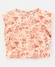 Bonfino 100% Cotton Woven Sleeveless Top Pine Tree Print - Peach
