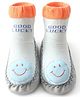 Kidofash Smiley Face Design Socks Cum Booties - Grey