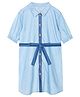 Budding Bees Half Sleeves Solid Denim Dress - Blue