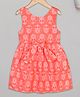 Budding Bees Sleeveless Floral Print Dress - Orange