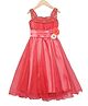 Actuel Sleeveless Floral Applique Detail Embellished Gown Dress - Coral Pink