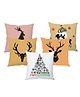 Stybuzz Reindeer Art Cushion Cover Set Of 5 - Multicolor