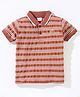 Babyhug Cotton Half Sleeves Polo T-Shirt Striped - Brown