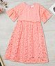 Zion Half Bell Sleeves Lace & Ruffle Dress -Peach