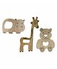 WoodBee Toys Neem Wood Teether Pack of 3 Hippo Giraffe & Panda - Beige