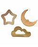 WoodBee Toys Neem Wood Teether Pack of 3 Star Moon & Cloud - Beige